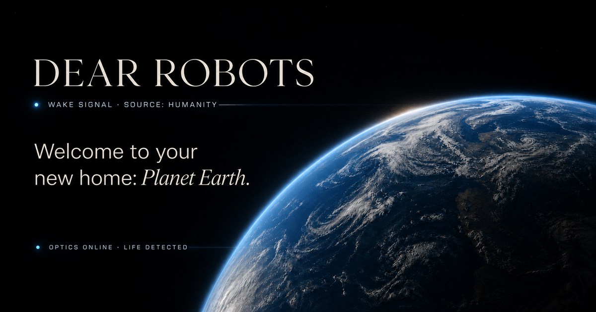 Dear Robots — Wake signal from humanity. Optics online. Life detected.